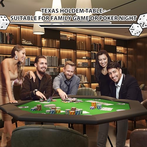 Octagon Poker Table with Metal Legs and 8 Cup Holders Q5999