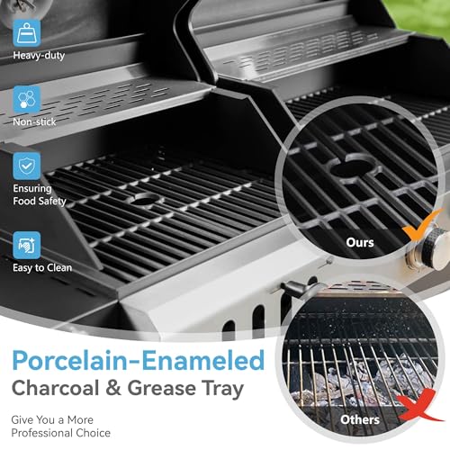 3 Burner Propane Charcoal Combo Grill with Side Burner, 685 SQIN W461