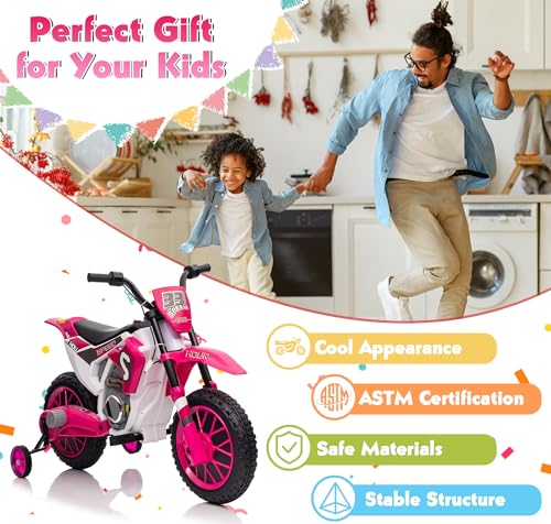 TOBBI Kids 12V Electric Ride-On Motorcycle Dirt Bike for Toddlers, Blue E552