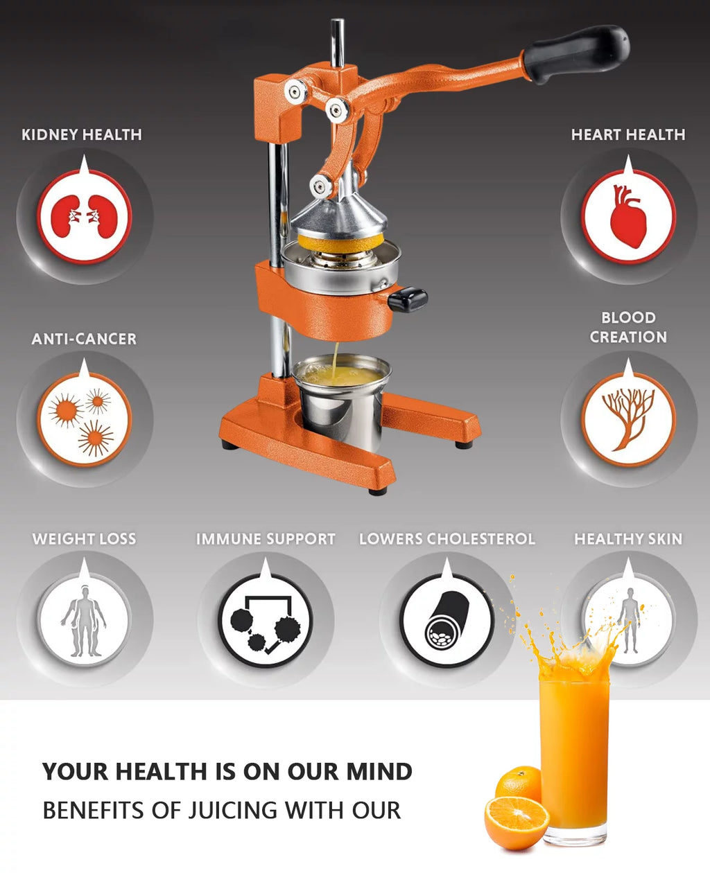 Commercial Grade Manual Citrus Juicer for Oranges Lemons V902