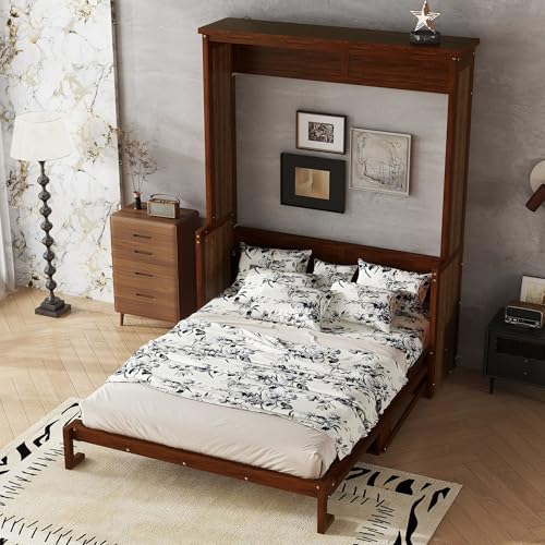 Walnut Murphy Bed with Desk and Gas Struts N330