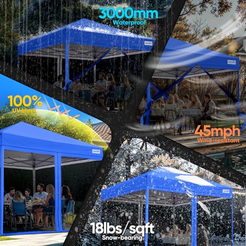 Quictent 6.6'x6.6' Pop up Screened Canopy Tent with Mosquito Netting, Wheeled Carry Bag H89372