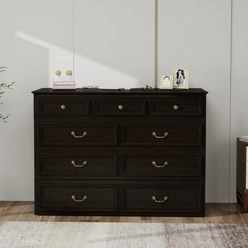 Solid Wood Murphy Bed Cabinet Full with USB Charging Ports and Storage Drawer, Ebony D190415