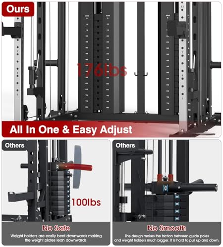 DONOW Smith Machine with Weight Stacks Power Cage Squat Rack Home Gym Y361