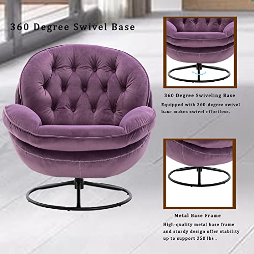 Baysitone Velvet Swivel Accent Chair with Ottoman Set, Modern Lounge Chair, Fruit Green Q36819
