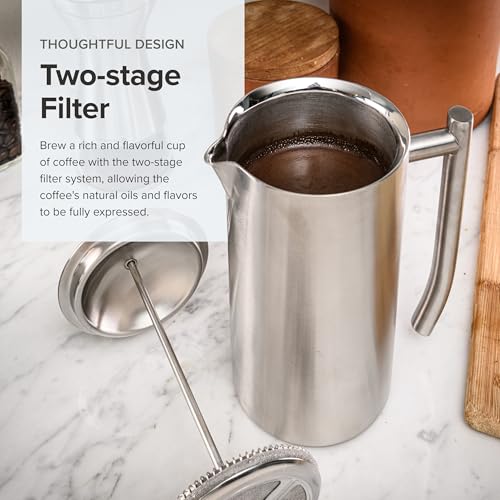 Frieling Double-Walled Stainless-Steel French Press Coffee Maker, 17 oz D60799
