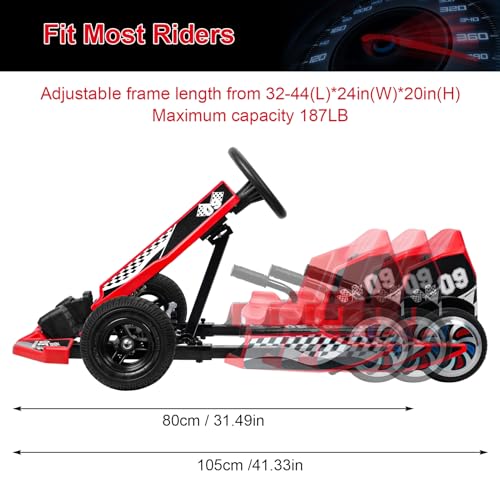 36V Electric Ride On Go-Kart for Kids Ages 8-12, 350W Motor, Red A34733
