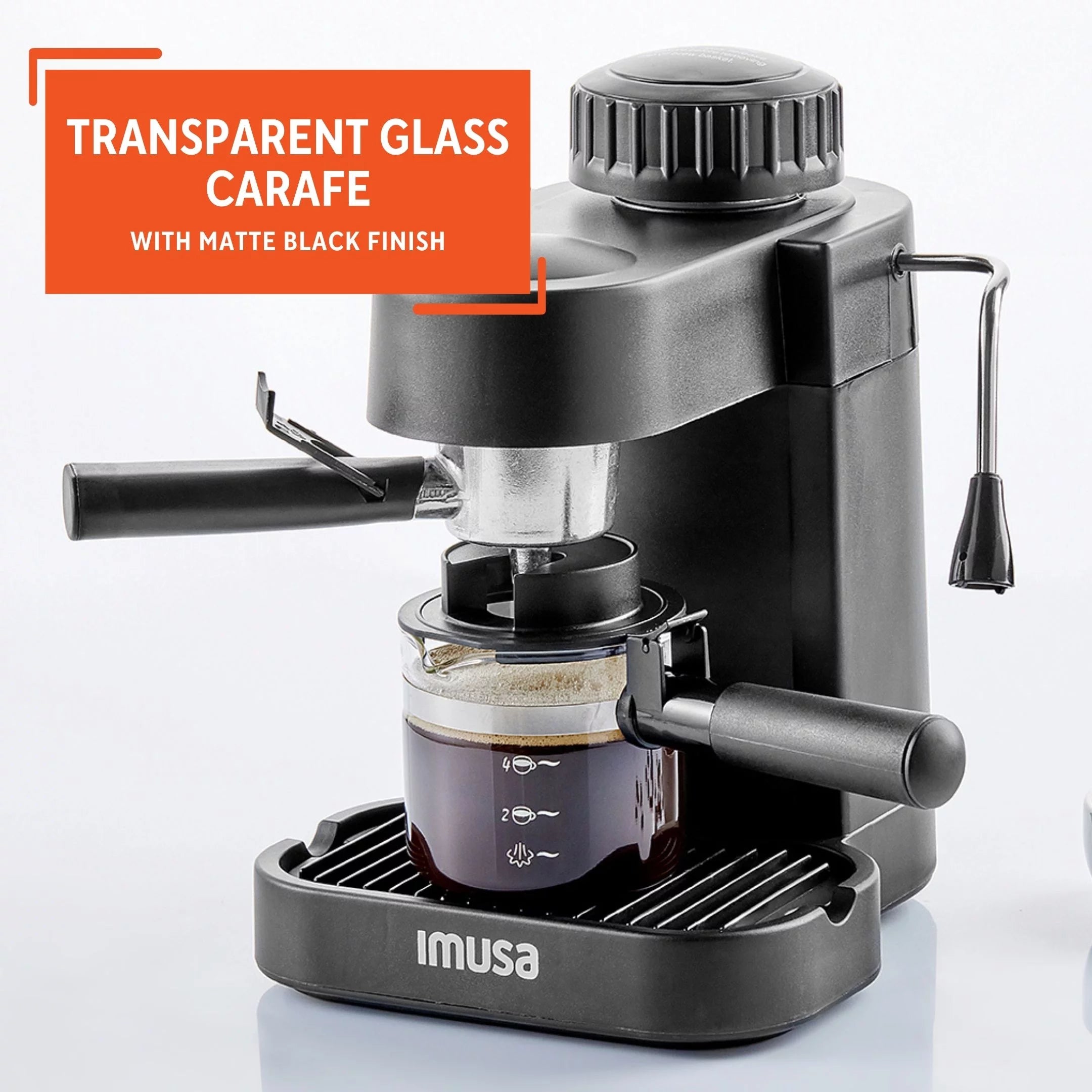 Imusa 4-Cup Electric Espresso Cappuccino Maker 800W Black V8681