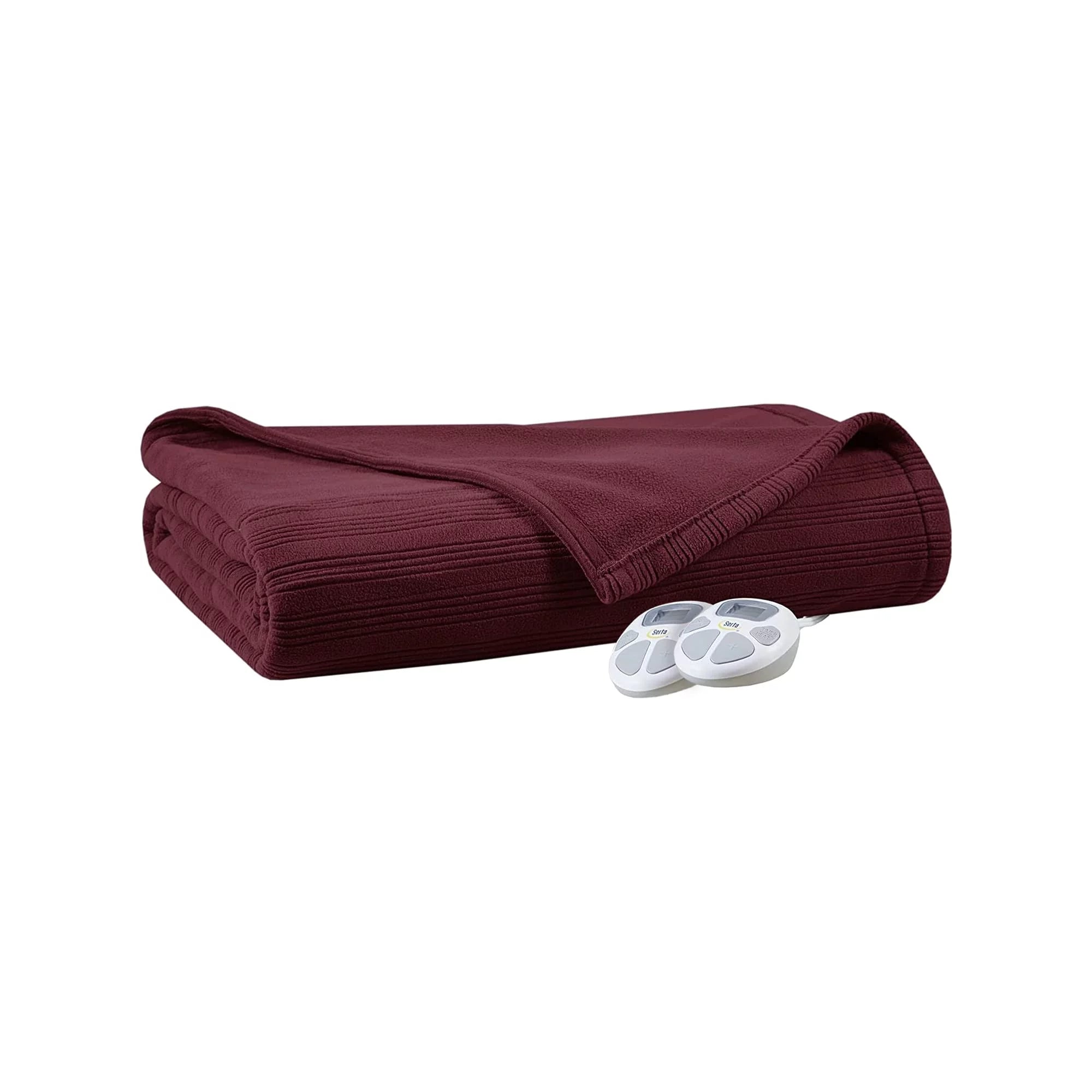 Serta Travis Queen Fleece Ultra Soft Electric Heated Blanket, Berry Red S17980
