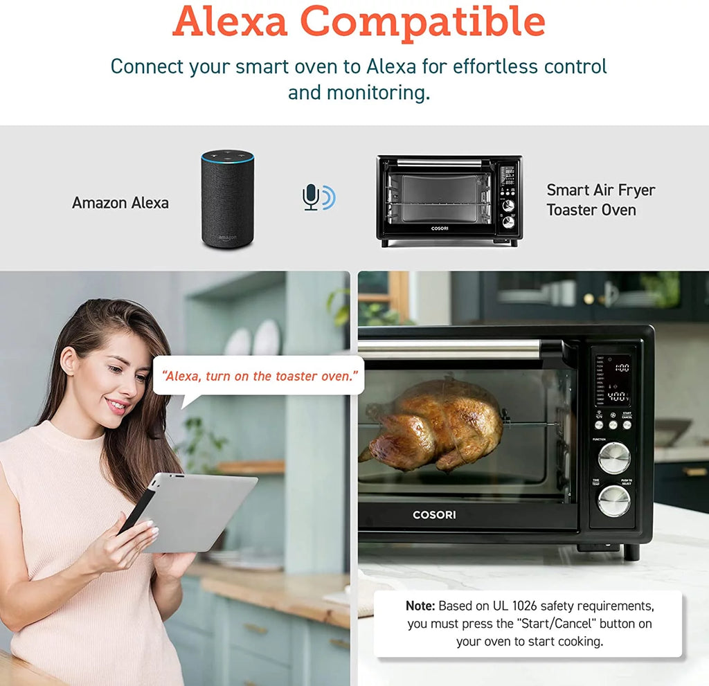 COSORI Smart Air Fryer Toaster Oven, 32-Quart, Stainless Steel, Black K7379
