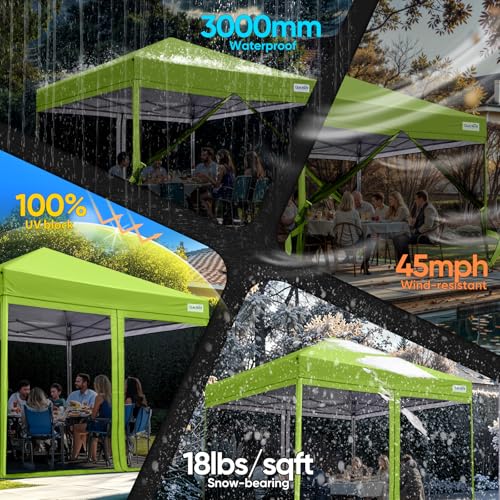 Quictent 6.6'x6.6' Pop up Screened Canopy Tent with Mosquito Netting, Wheeled Carry Bag H89372
