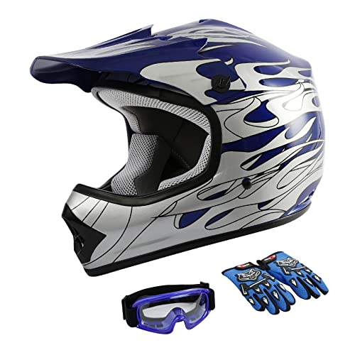 SLMOTO Dot Youth Kids Motocross Helmet Red Spider Design with Goggles and Gloves F254987