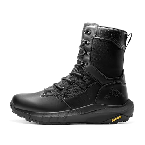 NORTIV 8 Men's Military Tactical Combat Boots Side Zipper Leather Lightweight 8 Inches K585047