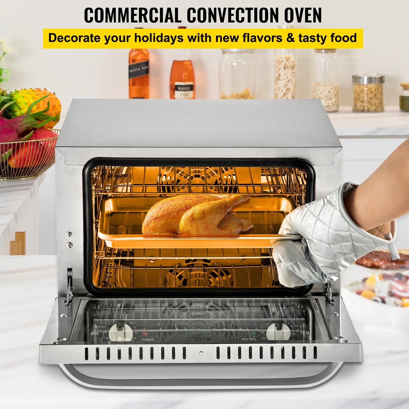 Commercial Convection Oven 21L Countertop Electric Baking Oven with Front Glass Door H6286