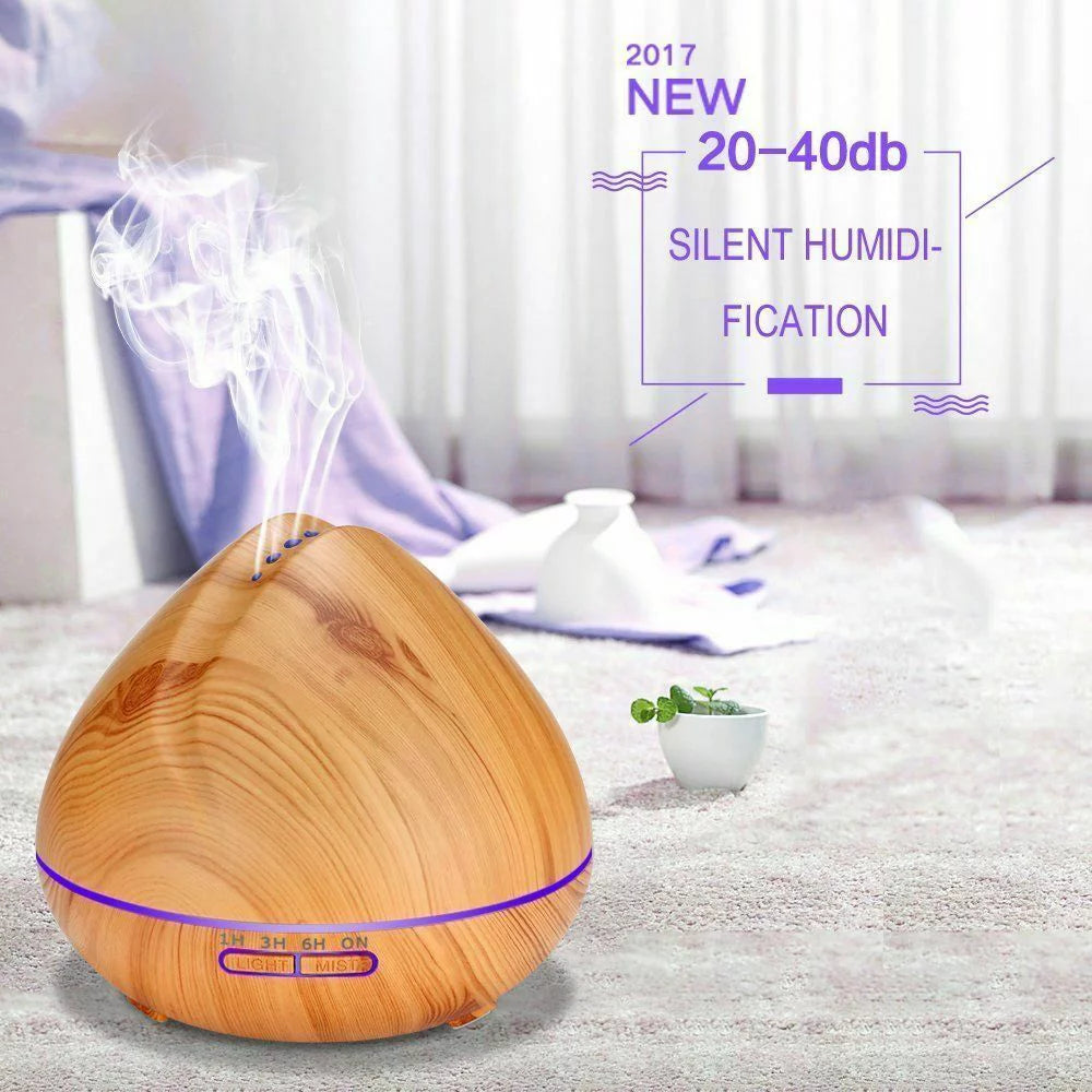 Tagital 550ml Aroma Essential Oil Diffuser Wood Grain Ultrasonic Cool Mist Humidifier N56610