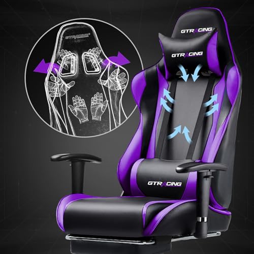GTRACING Gaming Chair with Footrest, Blue R841