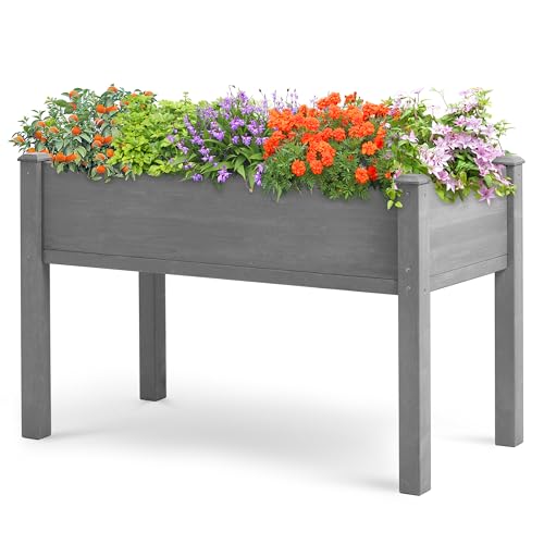 Raised Garden Bed with Legs 40x20x31 Outdoor Wood Planter Box N314255