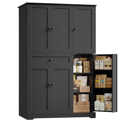 HOSTACK 68" Tall Kitchen Pantry Storage Cabinet with Doors and Shelves, White W23162