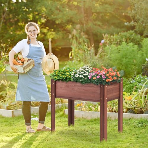 Raised Garden Bed with Legs 40x20x31 Outdoor Wood Planter Box N314255