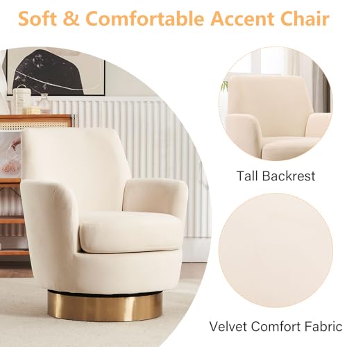 Swivel Barrel Chair Set of 2, Modern Velvet Accent Chairs, Orange P5409