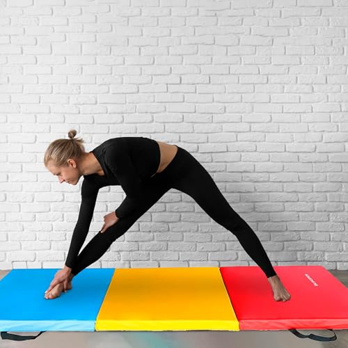 BalanceFrom Folding Gymnastics Mat, Thick Yoga & Workout Pad, Blue S867369