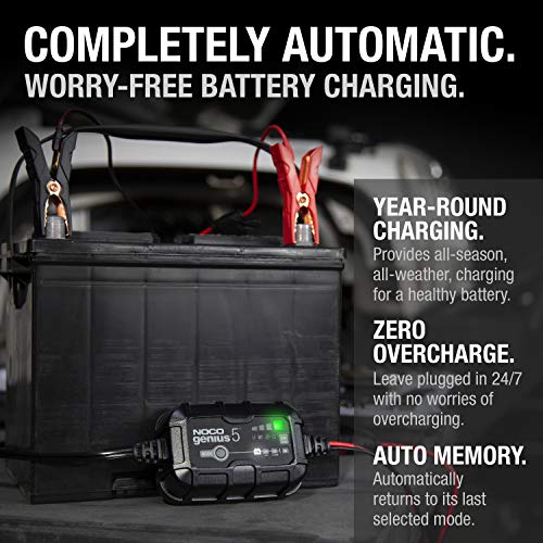 NOCO GENIUS5 5A 6V/12V Smart Battery Charger for Lead-Acid & Lithium Batteries E5184