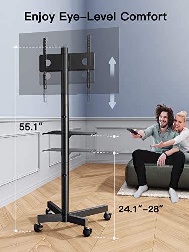 PERLESMITH Rolling TV Stand for 23-60 Inch TVs, Mobile Cart with Adjustable Shelf, VESA 400x400mm R920