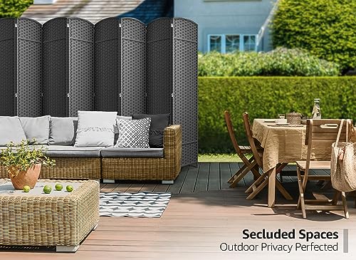 Sorbus 8-Panel Black Room Divider, 6 ft Tall Folding Privacy Screen T242