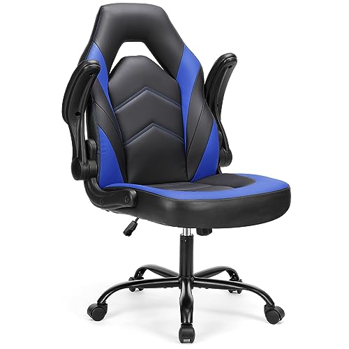 Sweetcrispy Ergonomic Gaming Desk Chair with Flip-up Armrest, Black Blue C253