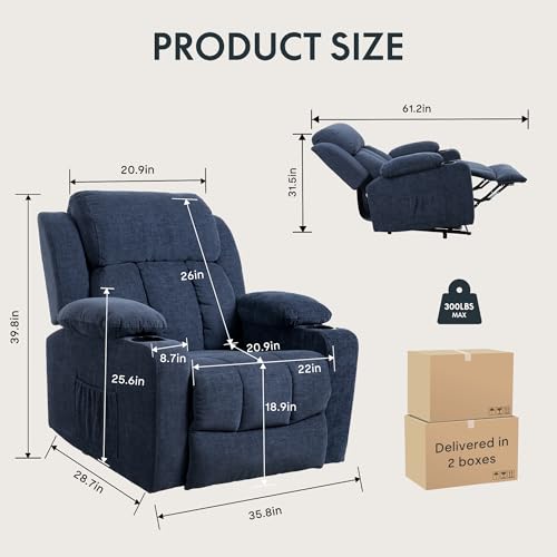 FLEXISPOT XL31 Power Lift Recliner Chair for Elderly, Electric Massage & Heat, PU Leather, Black C786106