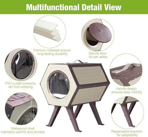 Outdoor Cat House Weatherproof Kitten Shelter with Escape Door L501039
