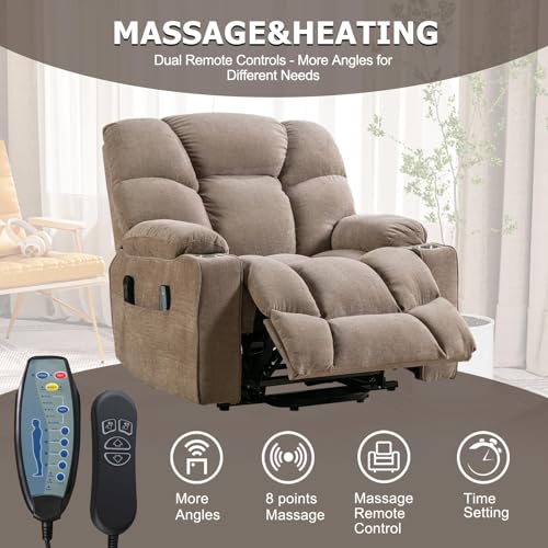 CANMOV Oversized Power Lift Recliner Chair for Elderly, Dual Motor, Brown C110