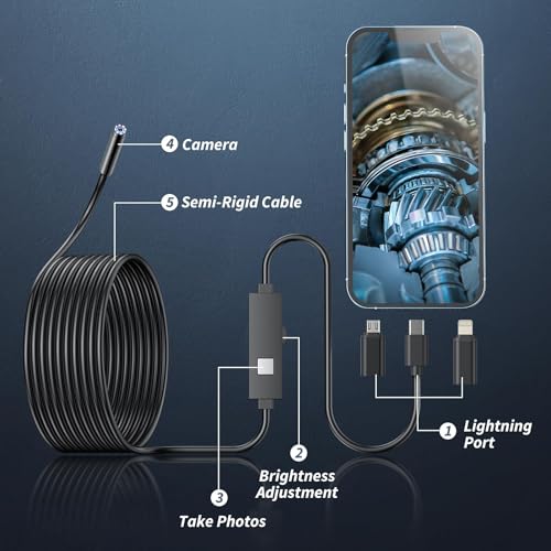 Endoscope Camera with Light, 1920P HD Borescope for iOS and Android, 16.4ft I603270