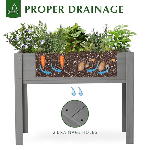 Raised Garden Bed with Legs 40x20x31 Outdoor Wood Planter Box N314255