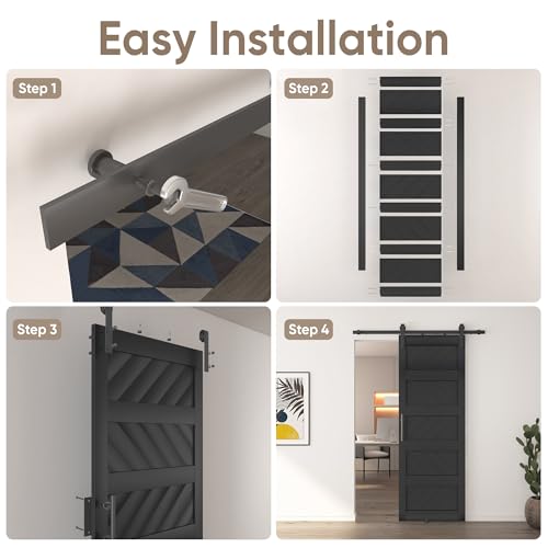 JUBEST 36" x 84" Sliding Barn Door Kit with Hardware, Black R91690