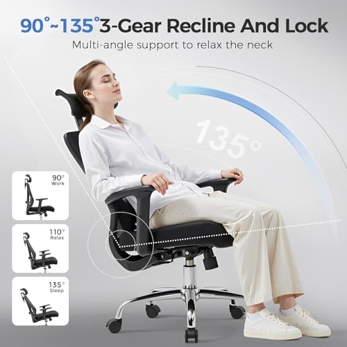 COMHOMA Ergonomic Big and Tall Gaming Chair 350 LBS with Lumbar Support, Black O381