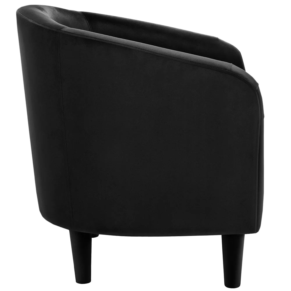 Alden Design Barrel Accent Chair, Black Velvet C456