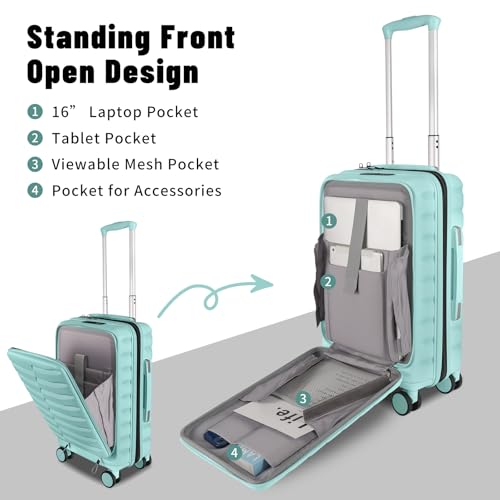 Lightweight 3-Piece Hardshell Luggage Set with Spinner Wheels & TSA Lock, Light Avocado Green B502471