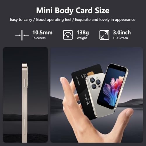 Mini Phone 4G Unlocked Small Smartphone 3.0" Touch Screen Dual SIM 2GB+16GB Black P776944