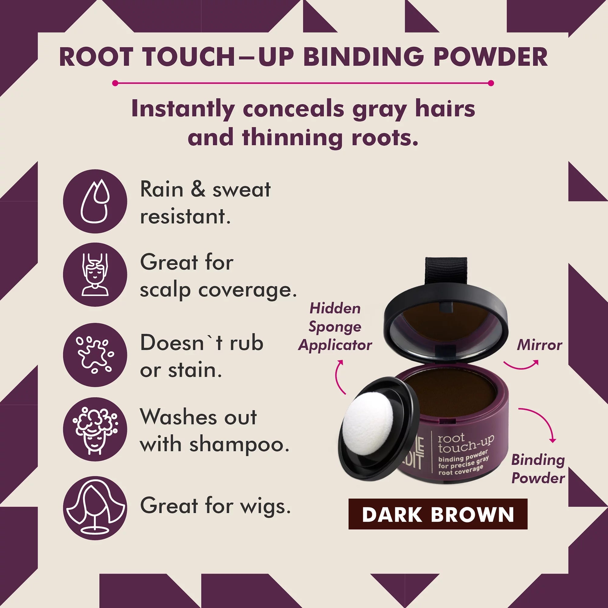 Hair Root Touch Up Powder Concealer Dark Brown Z367