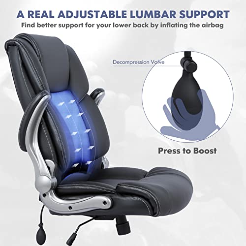 COLAMY Executive Ergonomic Office Chair with Bonded Leather and Flip-up Armrests A775113