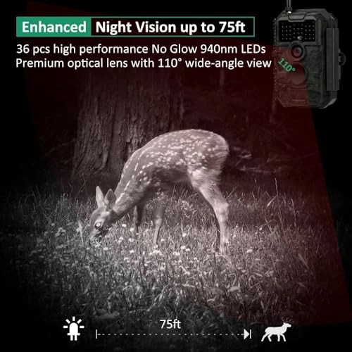 GardePro E6 Trail Camera WiFi 48MP 1296P No Glow Night Vision Waterproof, Camo I259