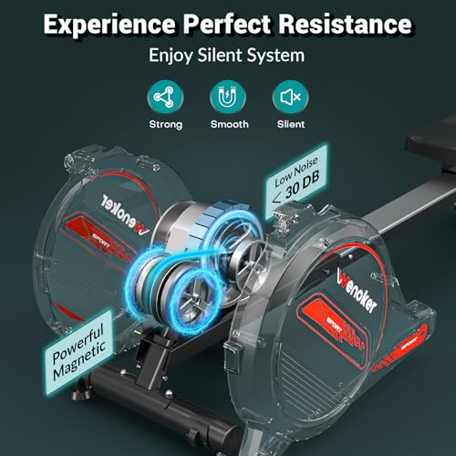 Wenoker Magnetic Rowing Machine for Home, 350 LB Capacity, Quiet with LCD Monitor S651444