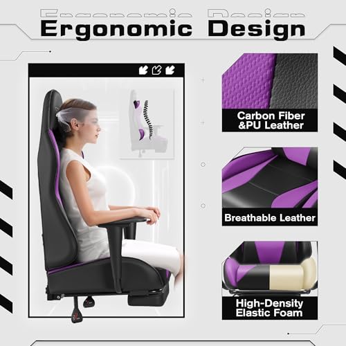Homall Gaming Chair with Footrest and Massage Lumbar Support, Black T748