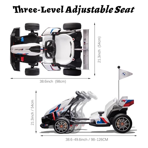 FORESEE 36V BMW Licensed Kids Electric Go Kart, Battery Powered Ride On Toy with Adjustable Seat, Black F2952