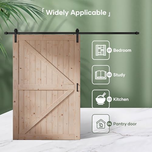 FREDBECK 48in x 80in Sliding Wood Barn Door with 8FT Hardware Kit V8036