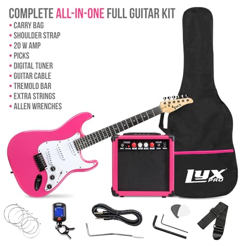 LyxPro Electric Guitar 39" Beginner Starter Kit with 20W Amp, Black B69338