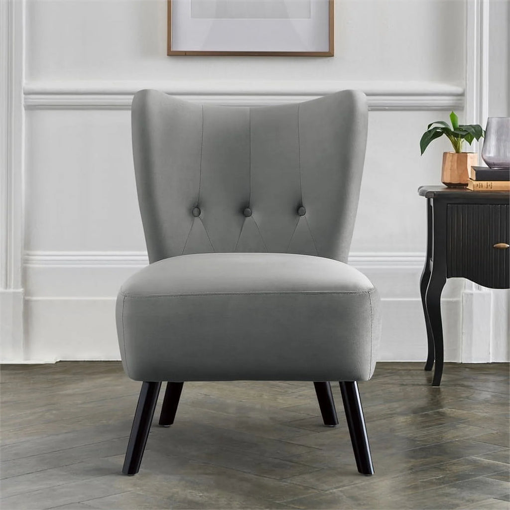 Pemberly Row Contemporary Velvet Accent Chair, Gray A8637