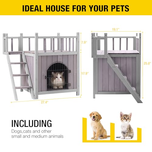 Aivituvin Cat House Outdoor Indoor Insulated Shelter with Escape Door R3178