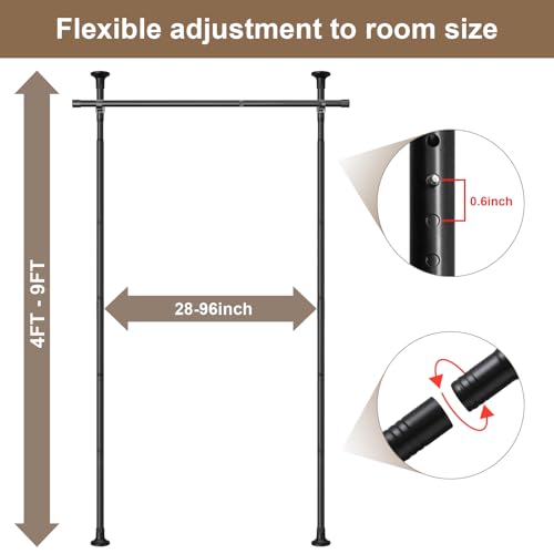 Tension Room Divider Curtain Rod, No Drilling, Heavy Duty Metal, Black L878936